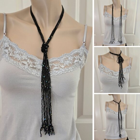 Multi-strand Beaded Convertible Necklace 44" - Picture 1 of 10